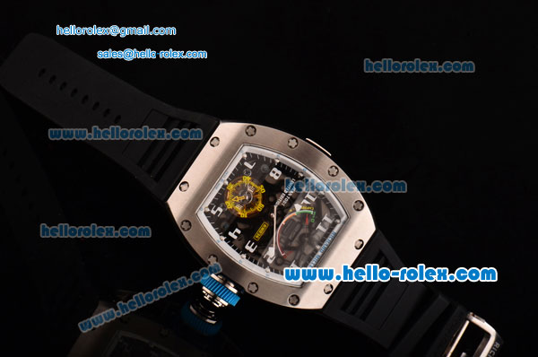 Richard Mille RM036 ST28-UP Automatic Steel Case with Black Rubber Strap Skeleton Dial and White Numeral Markers - 7750 Coating - Click Image to Close